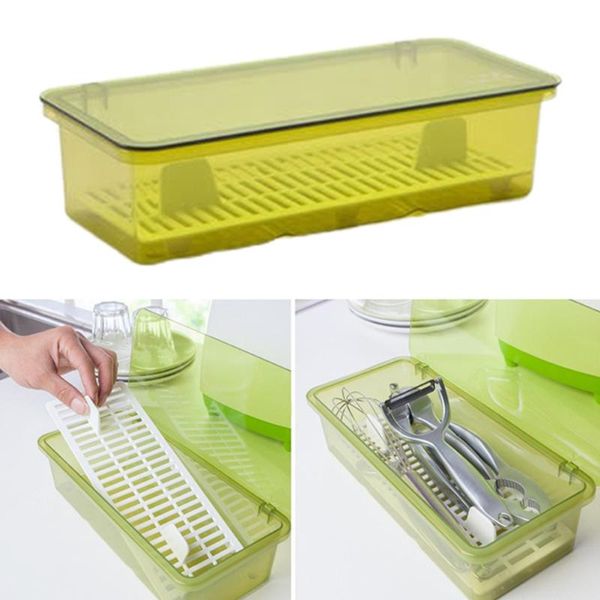 

restaurant chopsticks cage fork tableware storage box holder with lid draining cutlery dustproof kitchen multifunctional home
