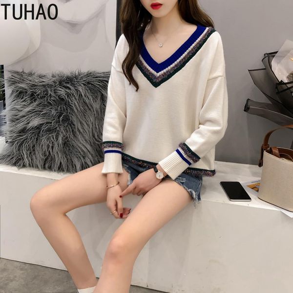 

tuhao 2019 autumn winter office lady sweater female korean style women pullovers long sleeve femme coat female sweaters top, White;black