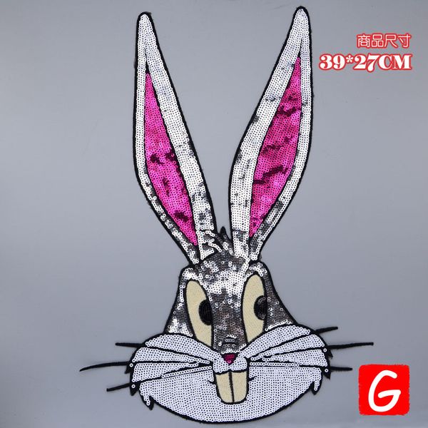 

gugutree embroidery big rabbit patch animal patches badges applique patches for clothing dx-117, Black