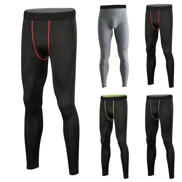 

skinny jersey trousers men sport slim fit running cycling jersey pants compression pants stretchy leggings gym fitness tracksuit, Black