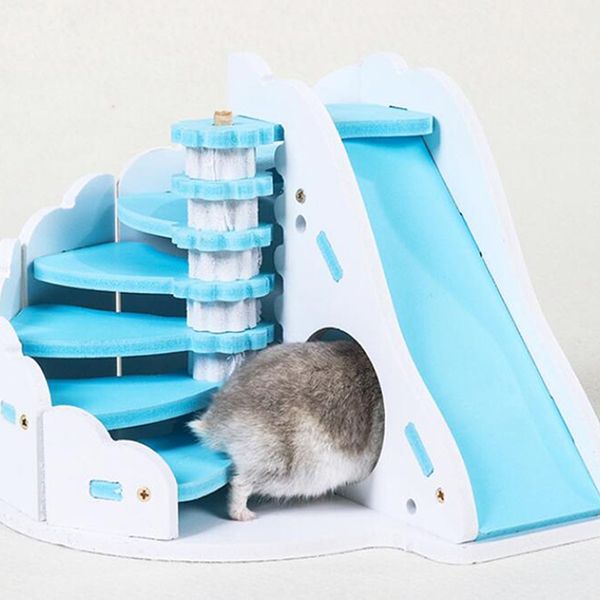 

симпатичные экологичный просмотр рубка креативный водонепроницаемая деревянный hamster дом малый pet крысы мышь hut гнездо с лестницей