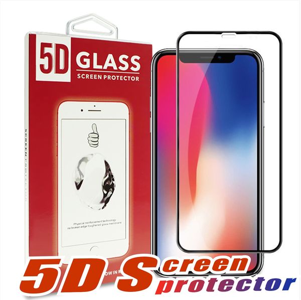 

5D полное покрытие фильм закаленное стекло для нового Iphone XR XS MAX полное покрытие изогнутые 3D край протектор экрана для iPhone 6 6 S 7 8 Плюс с пакетом