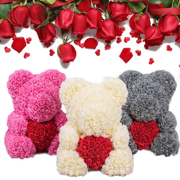 

lovely artificial rose heart-shaped valentine's day pe romantic rose bear girlfriend birthday wedding toy love decorations