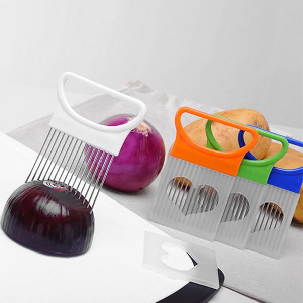 

stainless steel onion cutters creative kitchen tools vegetable potato cutter slicer gadget stainless steel fork shrendders