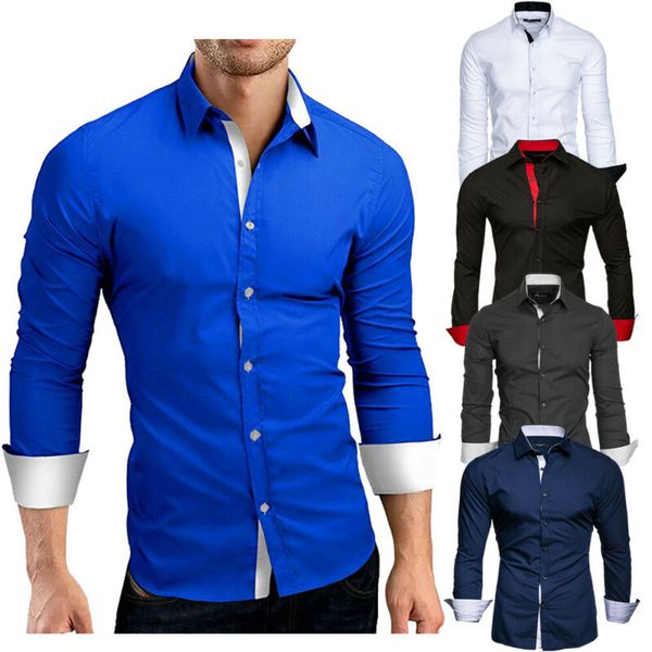 

men's dress shirts long sleeve casual hit colors business formal, White;black