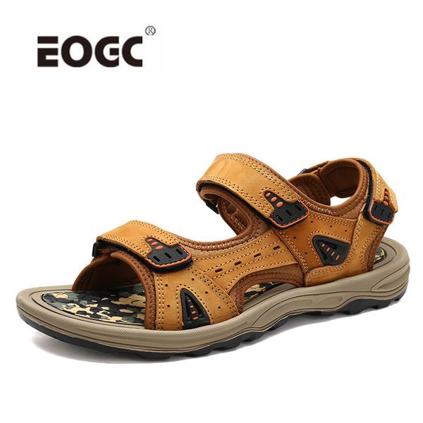 

sandal men sandals genuine leather sandals men outdoor shoes summer plus size, Black