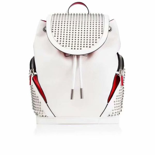 

men women backpack brand leather vintage school bag for teenagers punk rivet female travel red bottom big bags