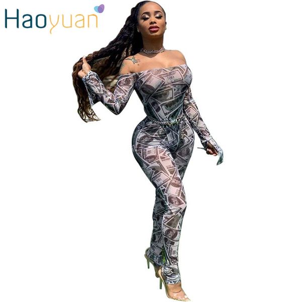 

haoyuan dollar mesh sheer two piece set женка еивална одежда боди оп и бѬки екђалне кл, White