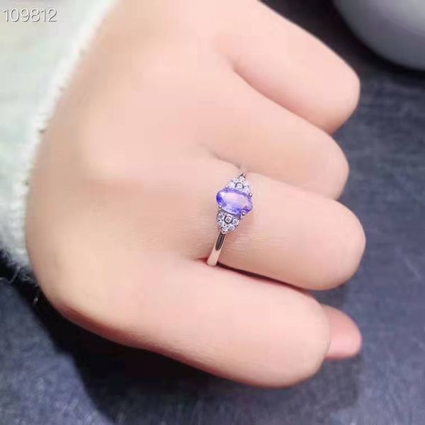 

natural tanzanite 925 silver jewelry ring women fine jewelry 1pc, Golden;silver