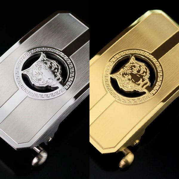 

stainless steel men's automatic business leisure belt buckle all steel belt buckle 35mm, Slivery;black