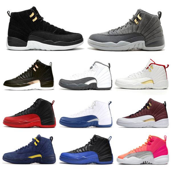 

air retro jordan men basketball shoes 12 game royal gym red black white punch unc fiba 12s sports designer sneakers size 7-13, White;red