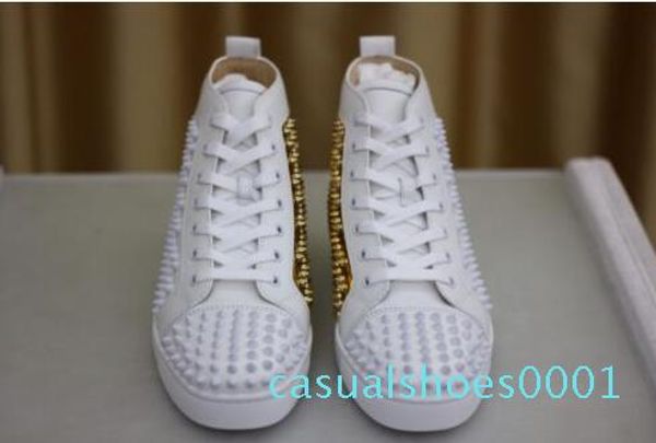 

2020 luxury shoe men flat shoe spikes white gold leather sneakers shoe high-red bottom men sneaker ac01, Black
