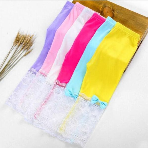 

baby girl leggings kids lace cropped trousers summer safety pants short tights children modal elastic shorts boutique clothing ayp548, Blue