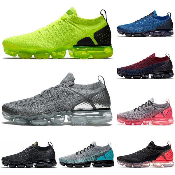 

2019 fly air 2.0 running shoes men women volt triple black white olympic knit mens trainers cushion athletic sneakers sports size 36-45, White;red