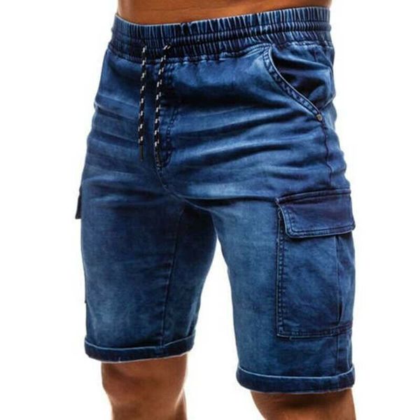 

Januarysnow Brand Men's CottonThin Denim Ruched Short Pants New Fashion Summer Male Casual Low Waist Short Jeans Shorts Stretch Pant