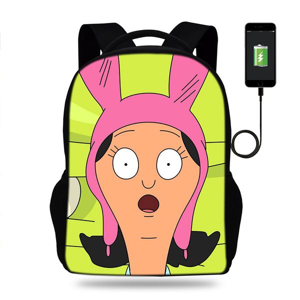 

17inch качается гамбургеры кути копь ранцы подросток девочек рюкзаки ранец для детей ортопедического mochila escolar usb порт книга сумки