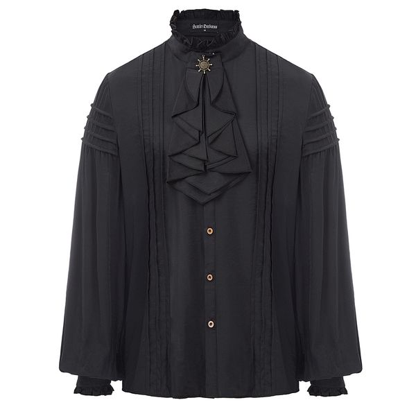

spring shirt men steampunk victorian renaissance long sleeve blouse club party evening ruffles pleated jabot collar shirt, White;black
