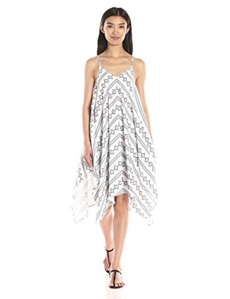 

blu pepper women's woven print sleeveless handkerchief dress, Black;gray