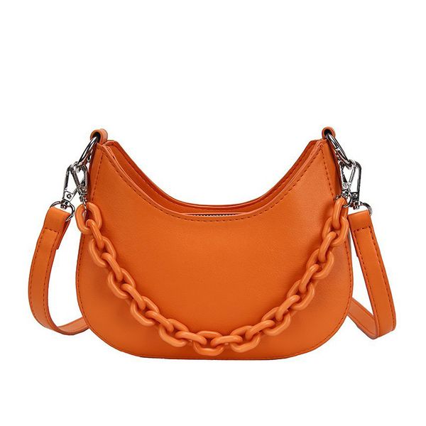 

fashion ladies shoulder bag imitation leather women messenger bags solid color handbag orange
