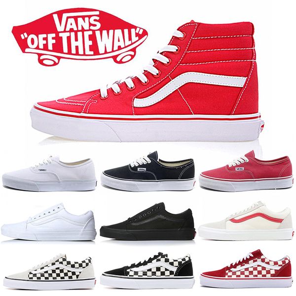 

new arrival red white high van luxury designer flat thick bottom canvas shoes triple black for men women fashion trainer sneakers, White;red