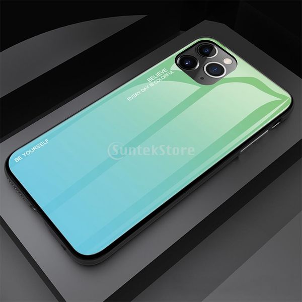 

gradient glass cover case for iphone 11 green