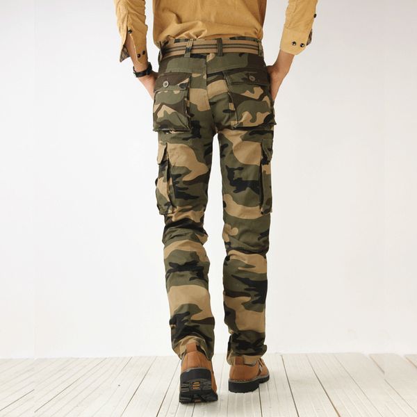 

2020 autumn new camouflage cargo pants men fashion casual straight cotton brand tactical trousers male, Black