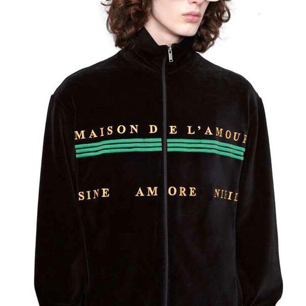 

19fw classic logo embroidery velvet jacket men women zipper coats fashion highstreet outwear winter jacket outdoor hfymjk280, Black;brown