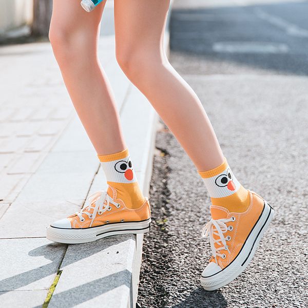 

2020 new fashion cute expression socks female cartoon stereo big eyes funny socks korean harajuku, Black;white