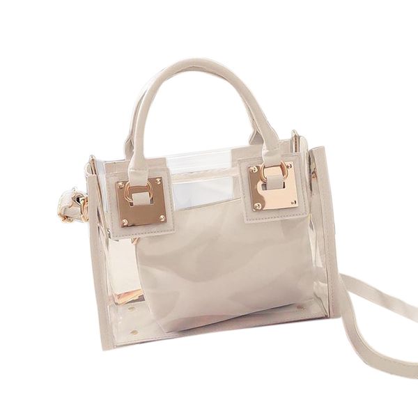 

women clear transparent shoulder bag jelly candy summer beach handbag woman messenger bags white