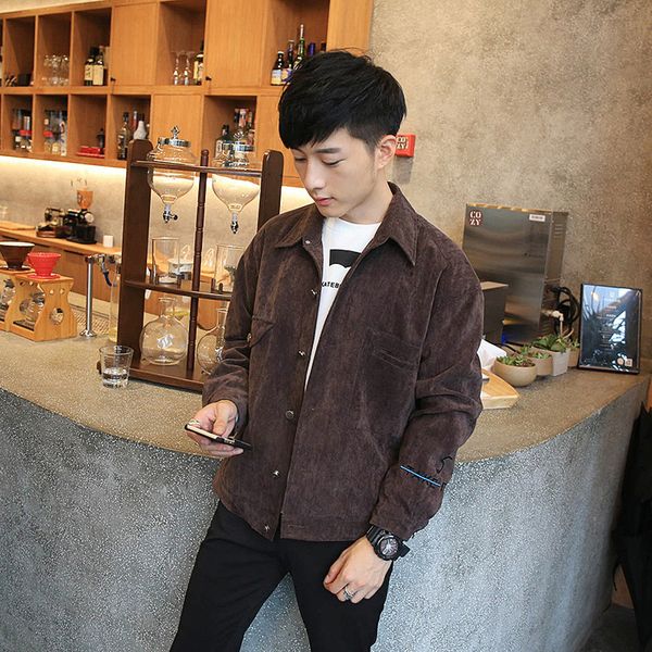 

new style men's wear casual plaid jacket men fashion korean-style fold-down collar cotton slim fit fashion, Black;brown