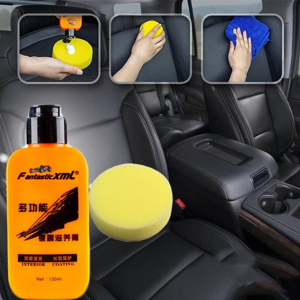

120ml auto leather renovated coating paste maintenance agent cleaning once last long time harmless odor-oil-formula 8x