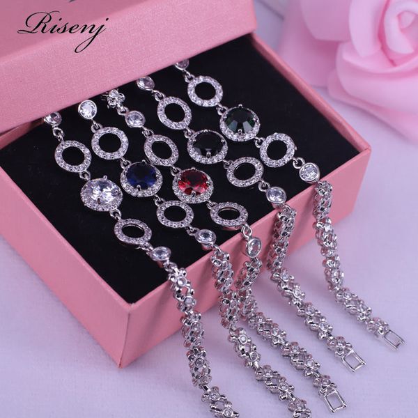 

promotion many colors silver 925 jewelry new design bracelet for women white & green round cubic zircon bracelet & bangles, Golden;silver