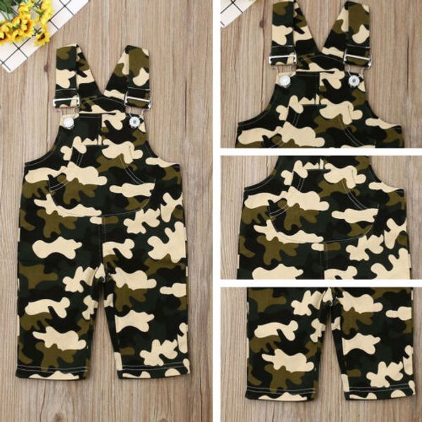 

cute newborn kids baby boys camouflage sleeveless clothes romper overalls outfit, White