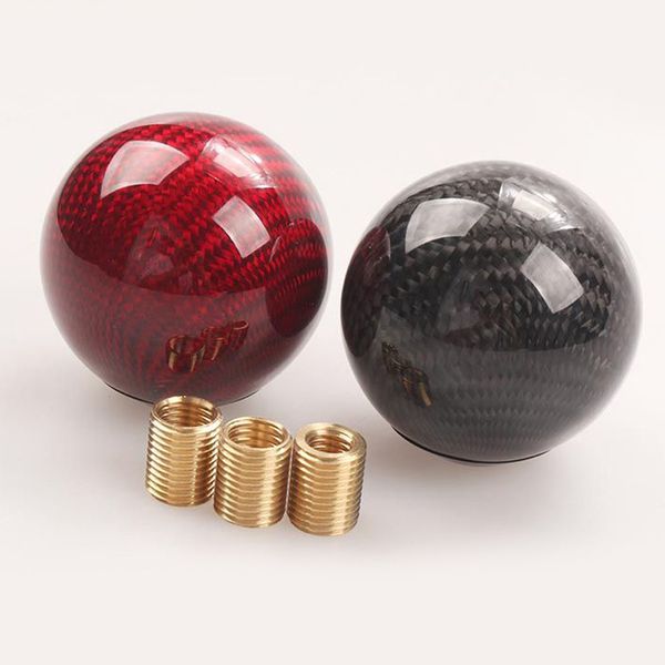 

gear shift knob carbon fiber style round headball shape universal car shifter lever adapters accessory styling