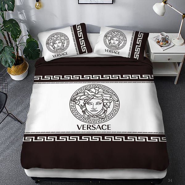 

branded letter print cotton bedding set designer 1*bed sheets fashion cotton cover pillow cases classic soft duvet cover
