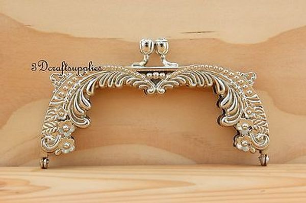 

metal purse frame clasp clip alloying nickel 5 inch x 2 1/4 inch d33, Black