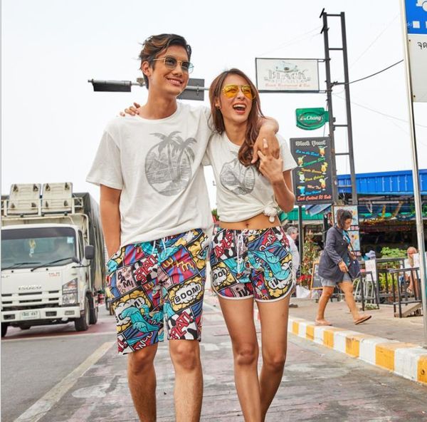 

length shorts swimwear couple 3d printing beach pants mens womens loose quck drying seaside holiday pant man knee