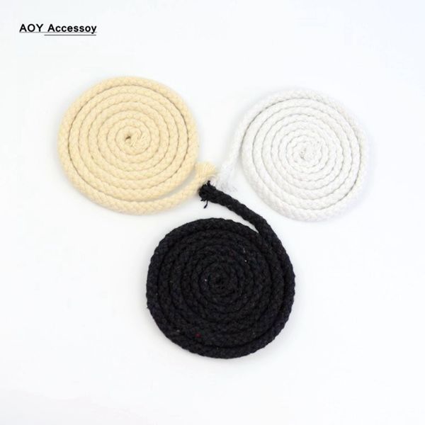

yarn 8mm 10 meters 100% cotton cord natural white woven braided decor craft rope for handmade accessories material cords, Black;white