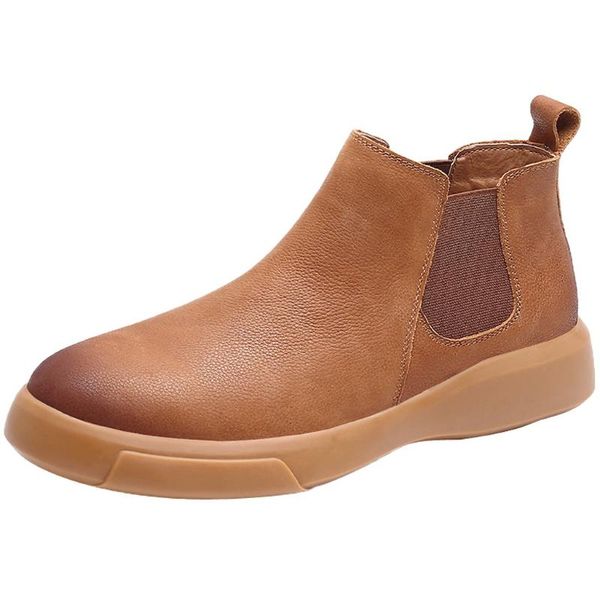 

men's artificial leather high-suit boots casual comfy low-heeled ankle boots winter over shoes single outdoor leisure 3color, Black