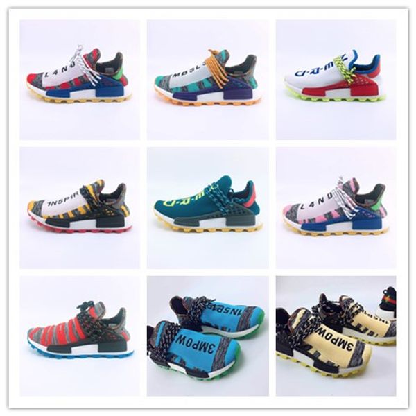 

2019 human race pharrell williams hu nmd friends family burgundy men womens running shoes trail nerd sports sneakers