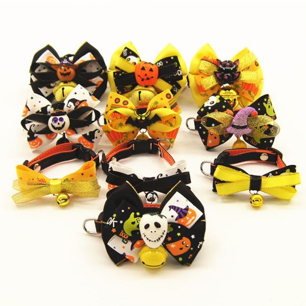 

персонализированные хеллоуин ошейники для собак новый стиль оригинальный забавный pet cat собака бантом маленький колокольчик прекрасные оше
