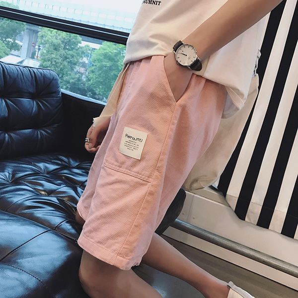 

summer new casual, loose beach, men's five-point, White;black