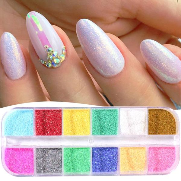 

12 colors/box mermaid nail powder shiny pigment dust fine holographic glitter sequins set nails art decorations manicure trry-1, Silver;gold