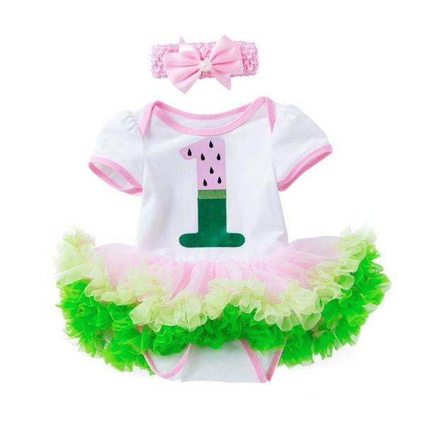 

4pcs t-shirt printing skirt set new born baby girls romper infant outfits girl princess toddler kids clothes birthday suit gifts, White
