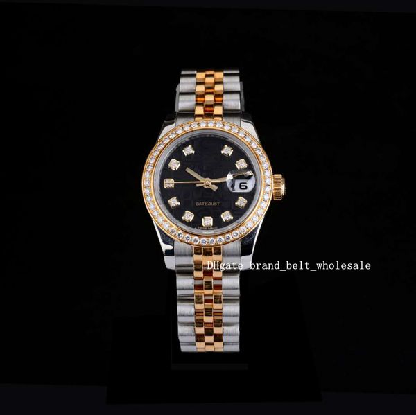 

179383 ss / black pattern dial lady 178274 26mm diamond нержавеющая сталь женские часы лучший подарок, Slivery;brown