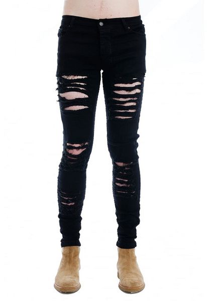 

2019 new men stretch skinny slim fit denim jeans men spring casual ripped big hole pencil biker jeans plus size, Blue