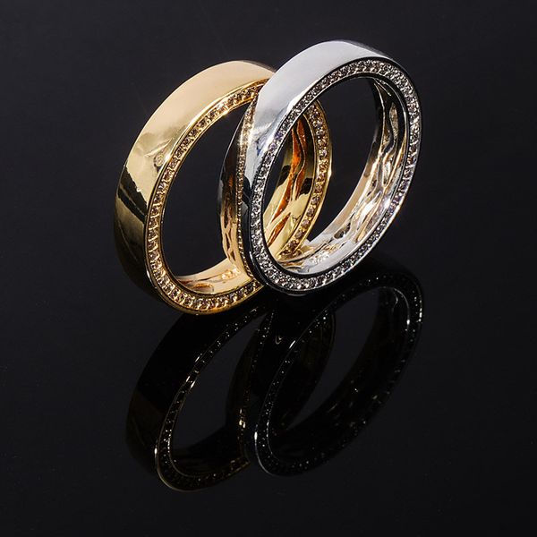 

couple rings jewelry luxury grade quality bling zircon paved wedding rings 18k gold plated high polished hip hop rings for men women gift, Silver