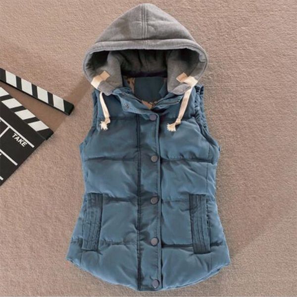 

zogaa 2018 new brand spring autumn slim women vest jacket warm cotton hooded coat winter plus size 4xl waistcoat female coats, Black;white