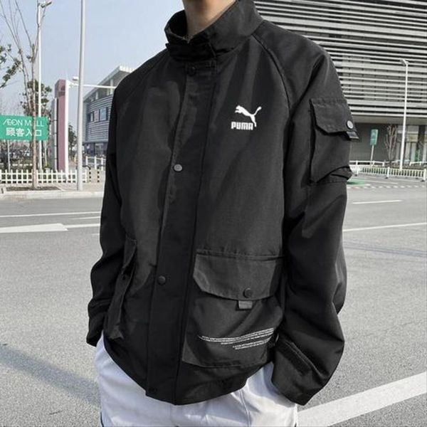 

puma pm хип-хоп с капюшоном лоскутная мужская куртка пальто мужские толстовки пальто мужчины черная пара уличная толстовка бомбер куртка 010, Black;brown