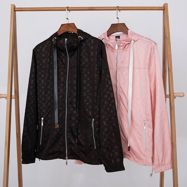 

women designer jacket new brand mens hoodie windbreaker pocket letters print autumn mens luxury jacket stand collar coat size m-2xl, Black;brown